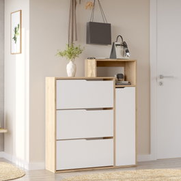 Hanah Home Armario para zapatos Ico3-Sw Roble y Blanco